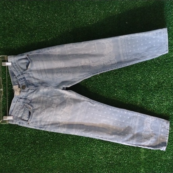 Current/Elliott Blue Boyfriend Badass Bandana Jeans Relaxed Fit - Picture 4 of 7